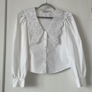 &Other Stories Broderie Collar Cotton-poplin Top